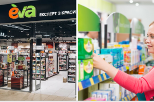 Магазин EVA, жінка в дрогері-крамниці, колаж