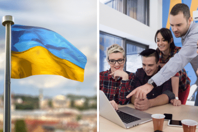 Прапор України, команда стартапа, колаж