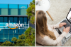 Офіс Amazon, жінка обирає товари на Amazon, колаж