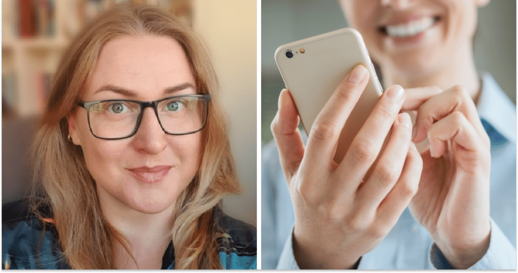 Катерина Боровська, жінка зі смартфоном – фотоконцепт, колаж