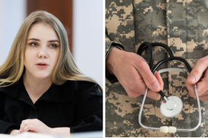 Катерина Черногоренко , військовий тримає стетоскоп
