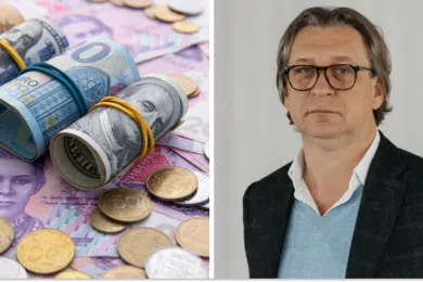 Гривні і валюта, Михайло Кухар, колаж