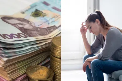 гроші, засмучена збентежена жінка