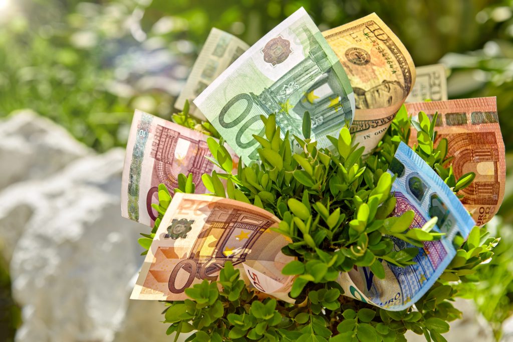 Долари, євро, весняний бекграунд