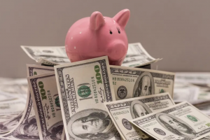 скарбничка-свинка, гроші, долари